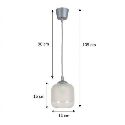 Brilagi - LED luster na lanku RETRO GLASS 1xE27/60W/230V pr. 14 cm strieborná/biela