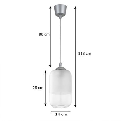Brilagi - LED Luster na lanku RETRO GLASS 1xE27/60W/230V pr. 14 cm strieborná/biela