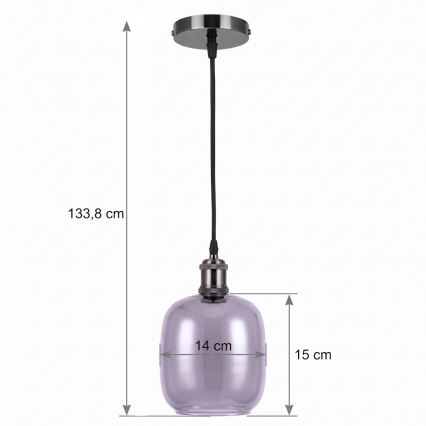 BRILAGI - LED luster na lanku RETRO GLASS 1xE27/60W/230V pr. 14 cm čierna/dymovo šedá