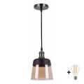 BRILAGI - LED luster na lanku RETRO GLASS 1xE27/60W/230V pr. 15,5 cm čierna/dymová béžová