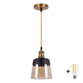 BRILAGI - LED luster na lanku RETRO GLASS 1xE27/60W/230V pr. 15,5 cm zlatá/dymová béžová