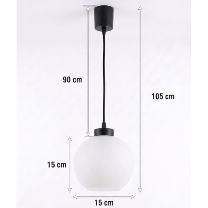 Brilagi - LED luster na lanku RETRO GLASS 1xE27/60W/230V pr. 15 cm čierna/biela