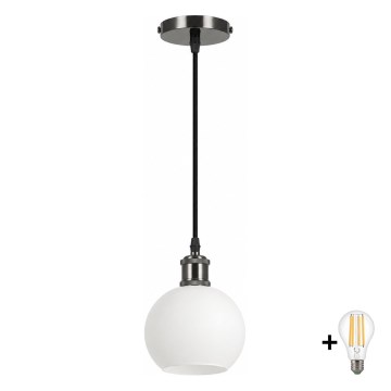 BRILAGI - LED luster na lanku RETRO GLASS 1xE27/60W/230V pr. 15 cm čierna/biela