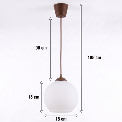 Brilagi - LED luster na lanku RETRO GLASS 1xE27/60W/230V pr. 15 cm hnedá/biela