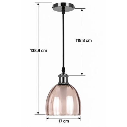 BRILAGI - LED Luster na lanku RETRO GLASS 1xE27/60W/230V pr. 17 cm čierna/dymová béžová