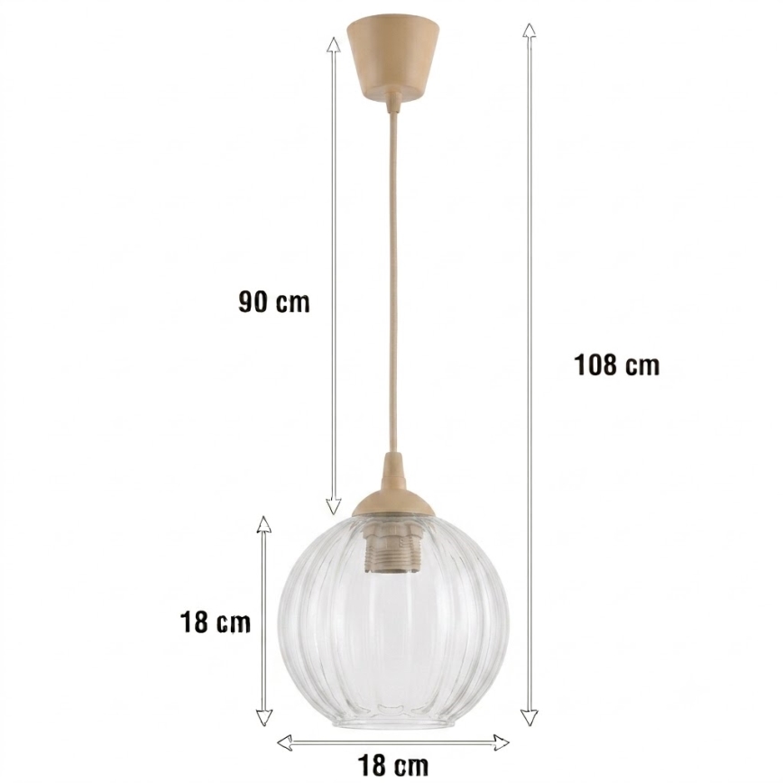Brilagi - LED luster na lanku RETRO GLASS 1xE27/60W/230V pr. 18 cm béžová/číra