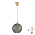 Brilagi - LED luster na lanku RETRO GLASS 1xE27/60W/230V pr. 18 cm béžová/dymovošedá