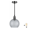BRILAGI - LED Luster na lanku RETRO GLASS 1xE27/60W/230V pr. 18 cm čierna/dymová sivá