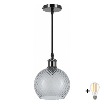 BRILAGI - LED Luster na lanku RETRO GLASS 1xE27/60W/230V pr. 18 cm čierna/dymová sivá