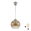 Brilagi - LED luster na lanku RETRO GLASS 1xE27/60W/230V pr. 18 cm strieborná/dymová hnedá