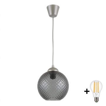 Brilagi - LED luster na lanku RETRO GLASS 1xE27/60W/230V pr. 18 cm strieborná/dymovo-sivá