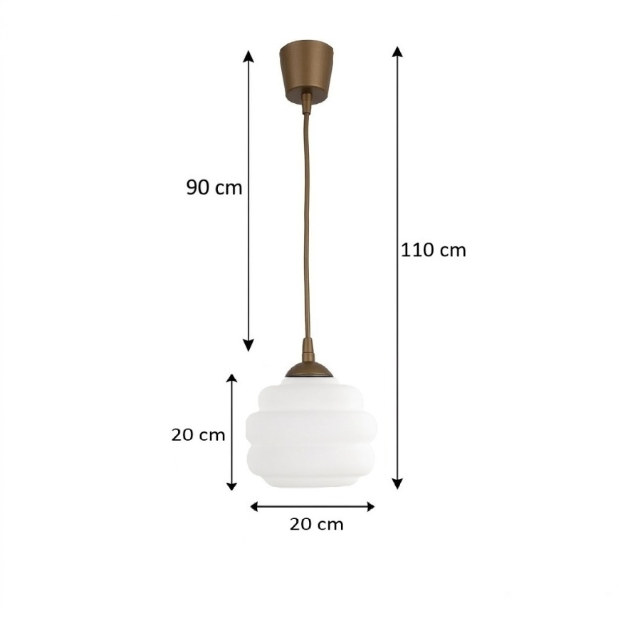 BRILAGI - LED luster na lanku RETRO GLASS 1xE27/60W/230V pr. 20 cm hnedá/biela