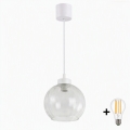 Brilagi - LED luster na lanku RETRO GLASS 1xE27/60W/230V pr. 25 cm biela/priehľadná