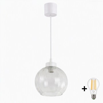Brilagi - LED luster na lanku RETRO GLASS 1xE27/60W/230V pr. 25 cm biela/priehľadná