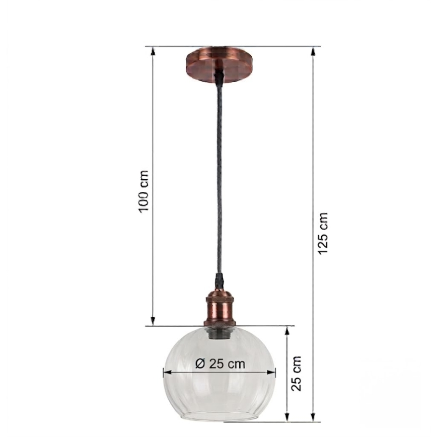 Brilagi - LED luster na lanku RETRO GLASS 1xE27/60W/230V pr. 25 cm biela/priehľadná