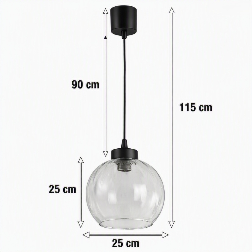 Brilagi - LED luster na lanku RETRO GLASS 1xE27/60W/230V pr. 25 cm čierna/číra