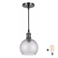 BRILAGI - LED Luster na lanku RETRO GLASS 1xE27/60W/230V pr. 25 cm čierna/dymová sivá