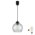 Brilagi - LED luster na lanku RETRO GLASS 1xE27/60W/230V pr. 25 cm čierna/dymovo sivá