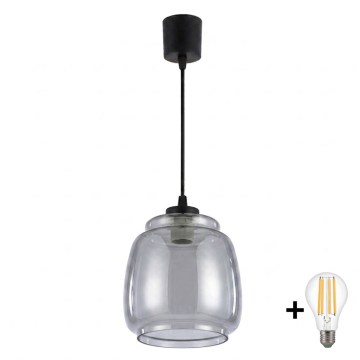 Brilagi - LED luster na lanku RETRO GLASS 1xE27/60W/230V pr. 26 cm čierna/dymovo sivá