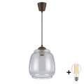 Brilagi - LED luster na lanku RETRO GLASS 1xE27/60W/230V pr. 26 cm hnedá/dymovo-sivá