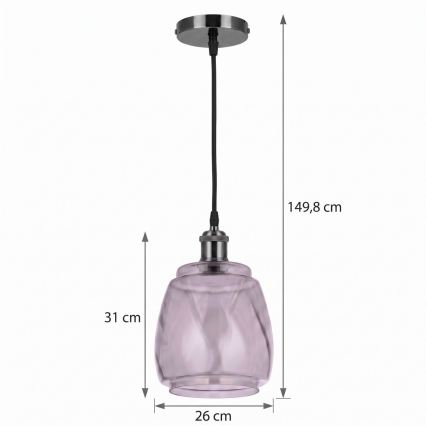 BRILAGI - LED závesný luster na lanku RETRO GLASS 1xE27/60W/230V pr. 26 cm čierna/dymovo sivá