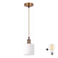 BRILAGI - LED luster na lanku RETRO GLASS 1xE27/60W/230V priemer 10 cm zlatá/biela
