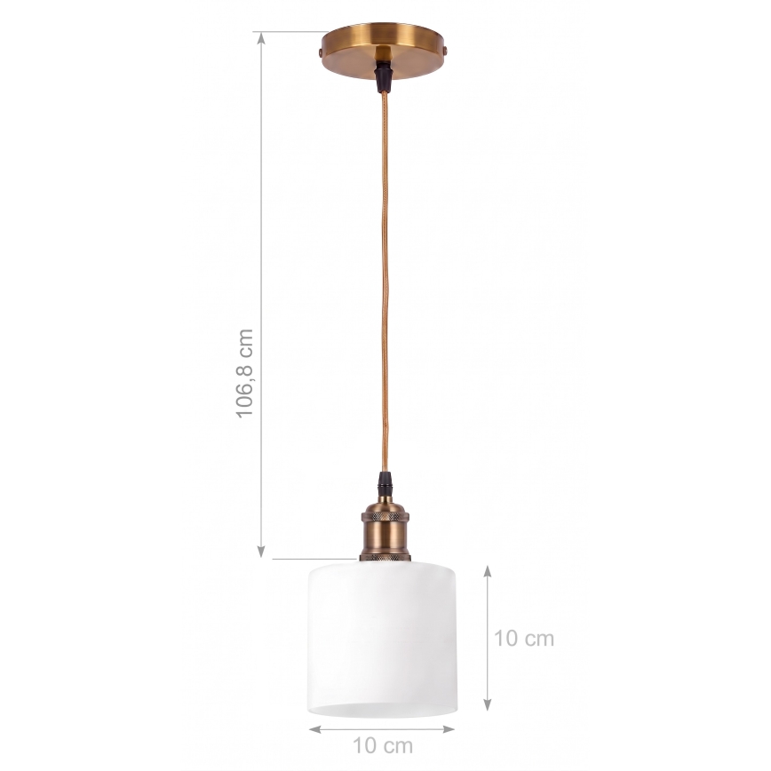 BRILAGI - LED luster na lanku RETRO GLASS 1xE27/60W/230V priemer 10 cm zlatá/biela