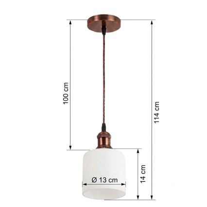 Brilagi - LED luster na lanku RETRO GLASS 1xE27/60W/230V priemer 13 cm medená/biela