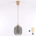 Brilagi - LED luster na lanku RETRO GLASS 1xE27/60W/230V, priemer 14 cm, béžová/dymová sivá