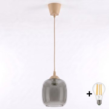 Brilagi - LED luster na lanku RETRO GLASS 1xE27/60W/230V, priemer 14 cm, béžová/dymová sivá