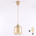Brilagi - LED luster na lanku RETRO GLASS 1xE27/60W/230V priemer 14 cm béžová/dymovo-hnedá