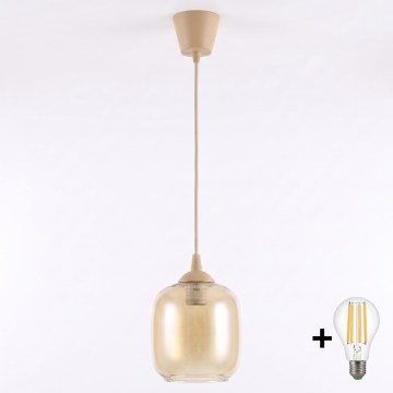 Brilagi - LED luster na lanku RETRO GLASS 1xE27/60W/230V priemer 14 cm béžová/dymovo-hnedá