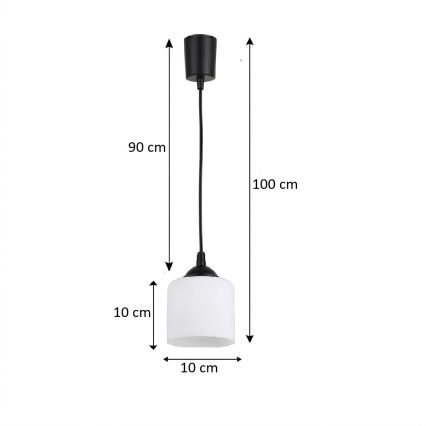 Brilagi - LED luster na lanku RETRO GLASS 1xE27/60W/230V priemer 14 cm čierna/biela