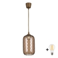Brilagi - LED luster na lanku RETRO GLASS 1xE27/60W/230V priemer 14 cm hnedá//dymová hnedá