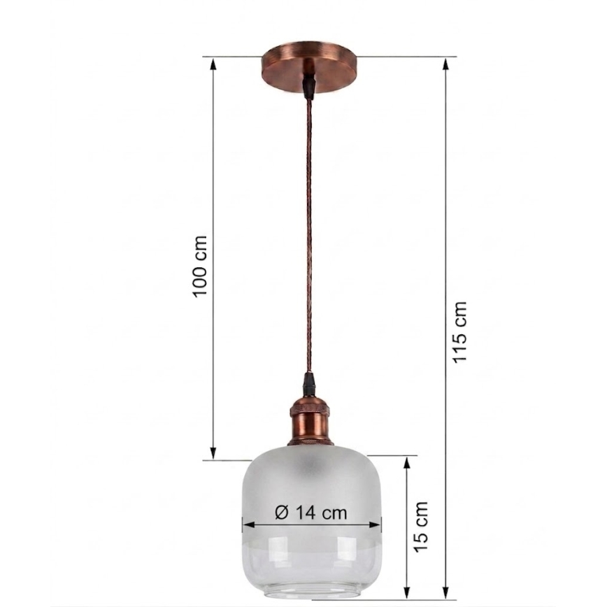 Brilagi - LED luster na lanku RETRO GLASS 1xE27/60W/230V priemer 14 cm medená/biela