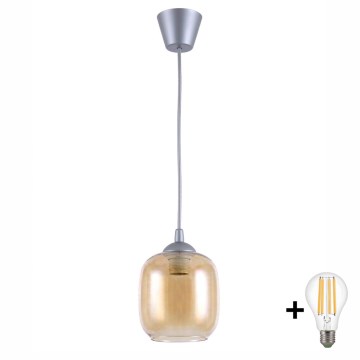 Brilagi - LED luster na lanku RETRO GLASS 1xE27/60W/230V priemer 14 cm strieborná/dymovo-hnedá