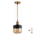 BRILAGI - LED luster na lanku RETRO GLASS 1xE27/60W/230V priemer 14 cm zlatá/dymovo-béžová
