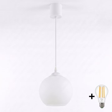 Brilagi - LED luster na lanku RETRO GLASS 1xE27/60W/230V priemer 15 cm biela