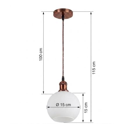 Brilagi - LED luster na lanku RETRO GLASS 1xE27/60W/230V priemer 15 cm biela
