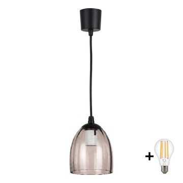 Brilagi - LED luster na lanku RETRO GLASS 1xE27/60W/230V priemer 17 cm čierna/dymová béžová