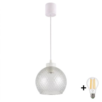 Brilagi - LED luster na lanku RETRO GLASS 1xE27/60W/230V priemer 25 cm biela/dymovo-sivá