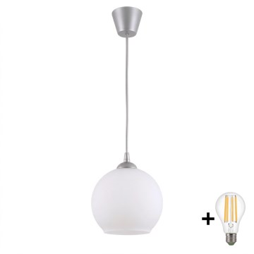 Brilagi - LED luster na lanku RETRO GLASS 1xE27/60W/230V Ø 15 cm strieborná/biela