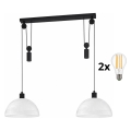 BRILAGI - LED luster na lanku RETRO GLASS 2xE27/40W/230V čierna/biela