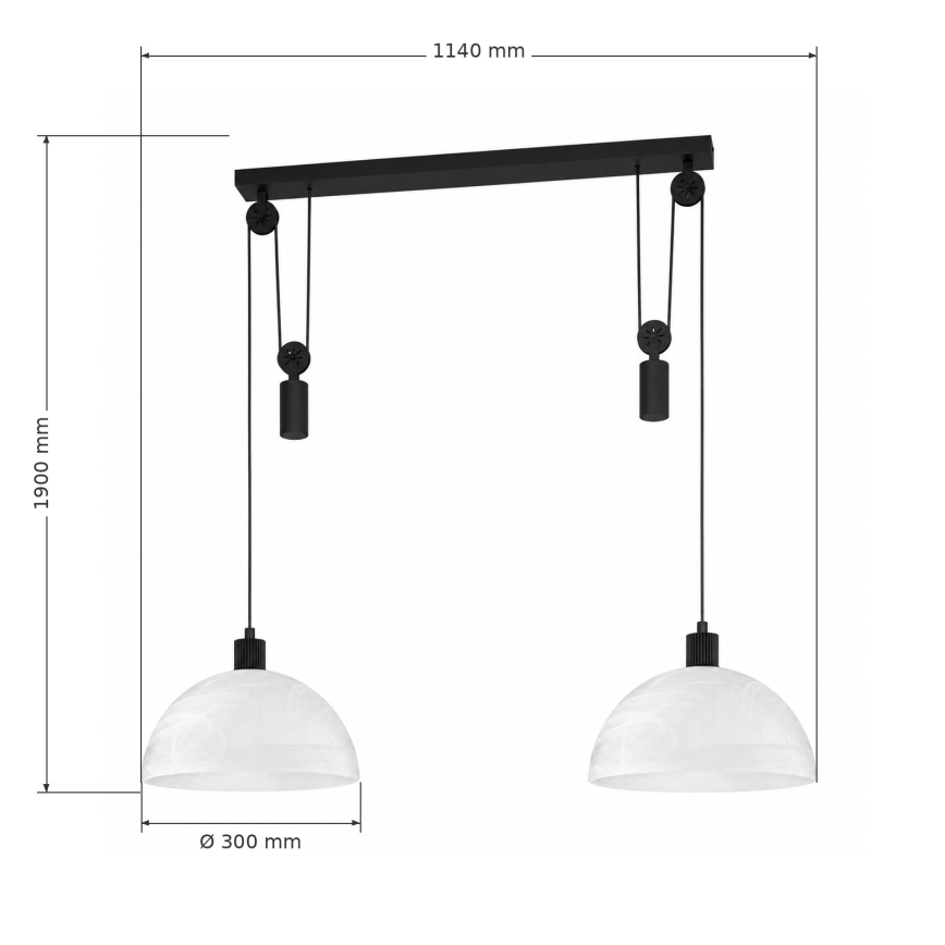 BRILAGI - LED luster na lanku RETRO GLASS 2xE27/40W/230V čierna/biela