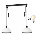 BRILAGI - LED luster na lanku RETRO GLASS 2xE27/40W/230V čierna/biela