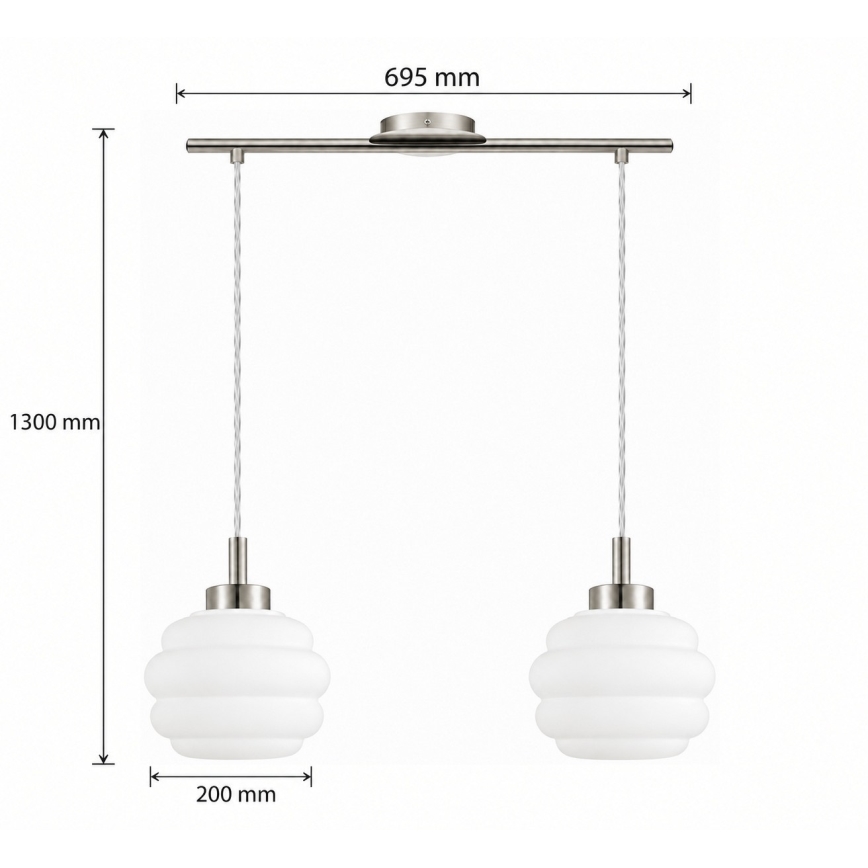 BRILAGI - LED luster na lanku RETRO GLASS 2xE27/60W/230V matný chróm/biela