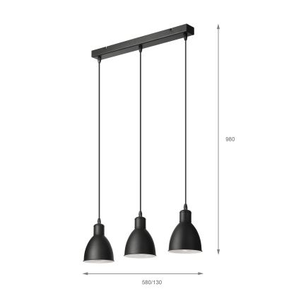Brilagi - LED luster na lanku RIDDY 3xE27/60W/230V čierna