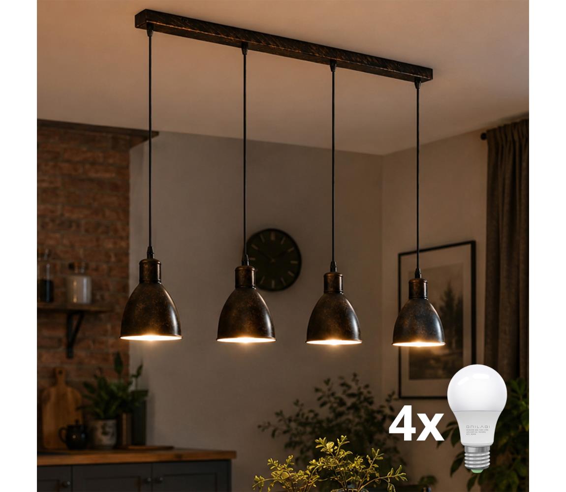 Brilagi - LED luster na lanku RIDDY 4xE27/60W/230V medená/patina 8590828039228