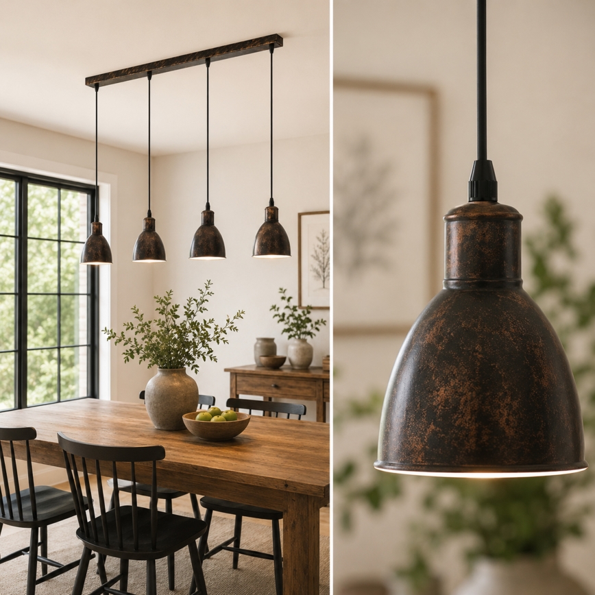 Brilagi - LED luster na lanku RIDDY 4xE27/60W/230V medený/patina