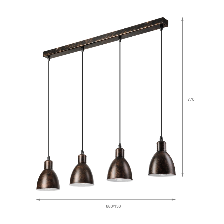 Brilagi - LED luster na lanku RIDDY 4xE27/60W/230V medený/patina